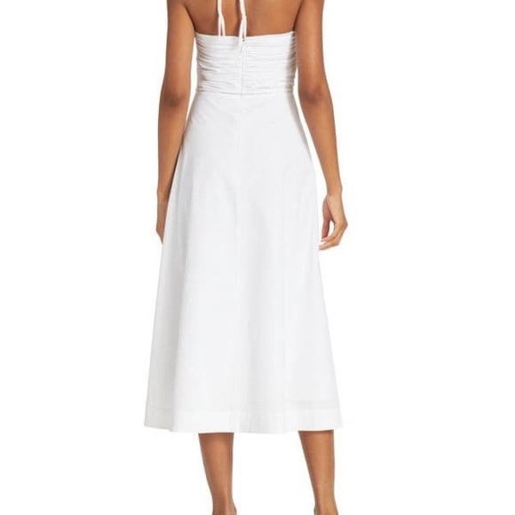 VERONICA BEARD white Tucker Ruched Halter Midi Dress, 4 - Picture 3 of 3